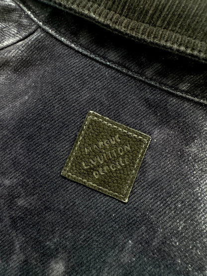 260813 New high-quality gradient distressed corduroy collar fleece denim workwear jacket