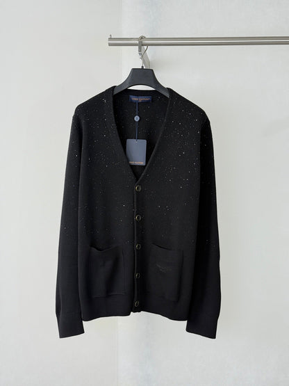 260813 New high-quality star-shaped sequin V-neck knitted cardigan coat