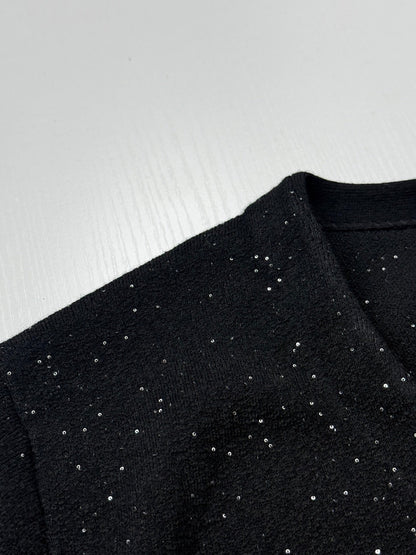 260813 New high-quality star-shaped sequin V-neck knitted cardigan coat