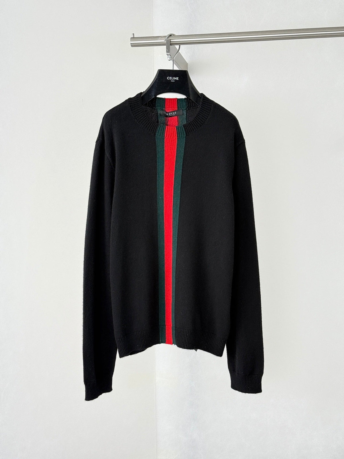 260813 New high-quality classic red and green woven stripe round-neck knitted sweater