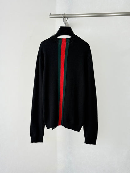 260813 New high-quality classic red and green woven stripe round-neck knitted sweater