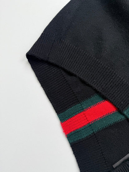 260813 New high-quality classic red and green woven stripe round-neck knitted sweater