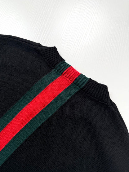 260813 New high-quality classic red and green woven stripe round-neck knitted sweater