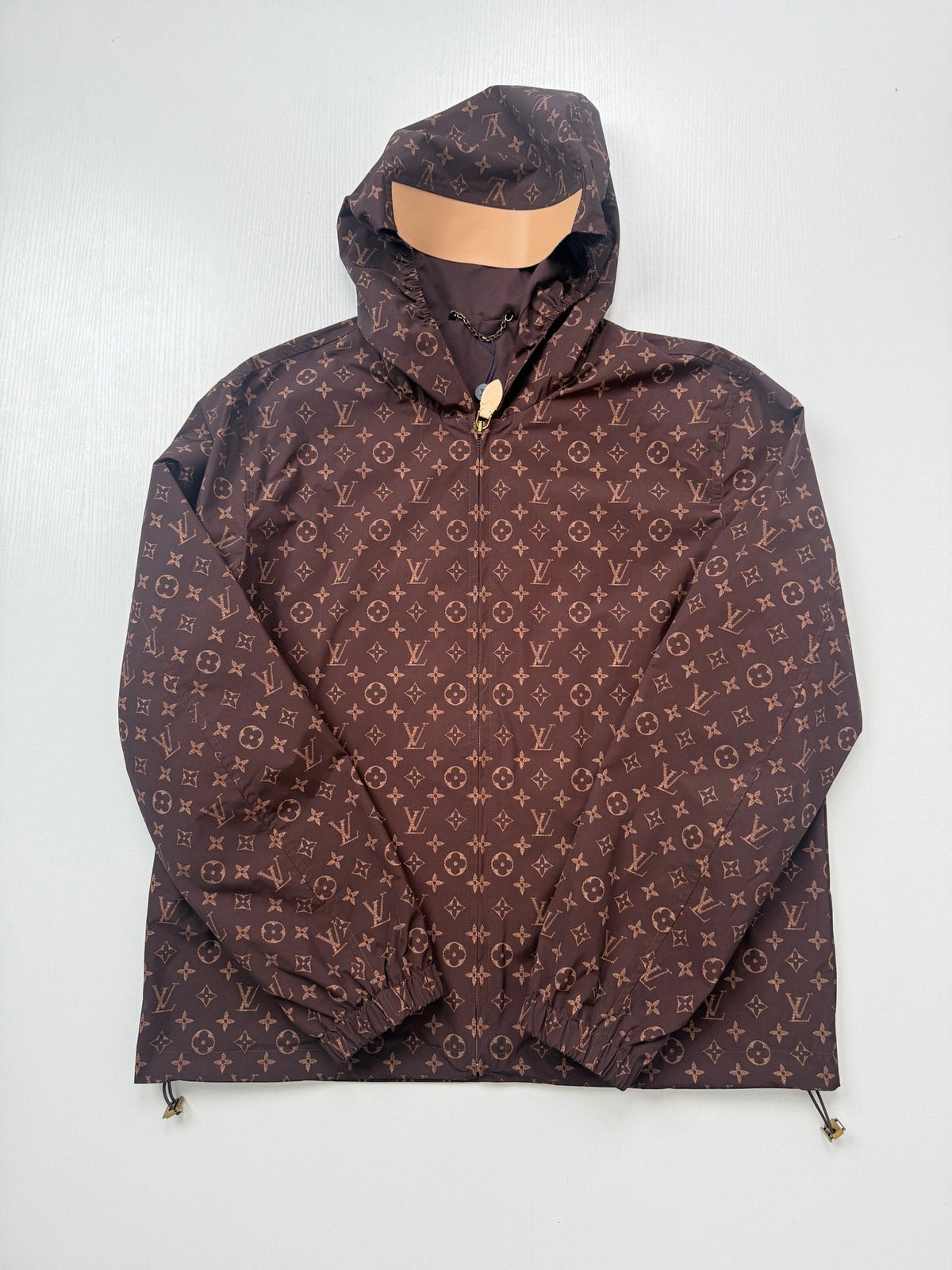 260813 New high-quality full-printed leather hooded windbreaker jacket