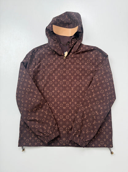 260813 New high-quality full-printed leather hooded windbreaker jacket