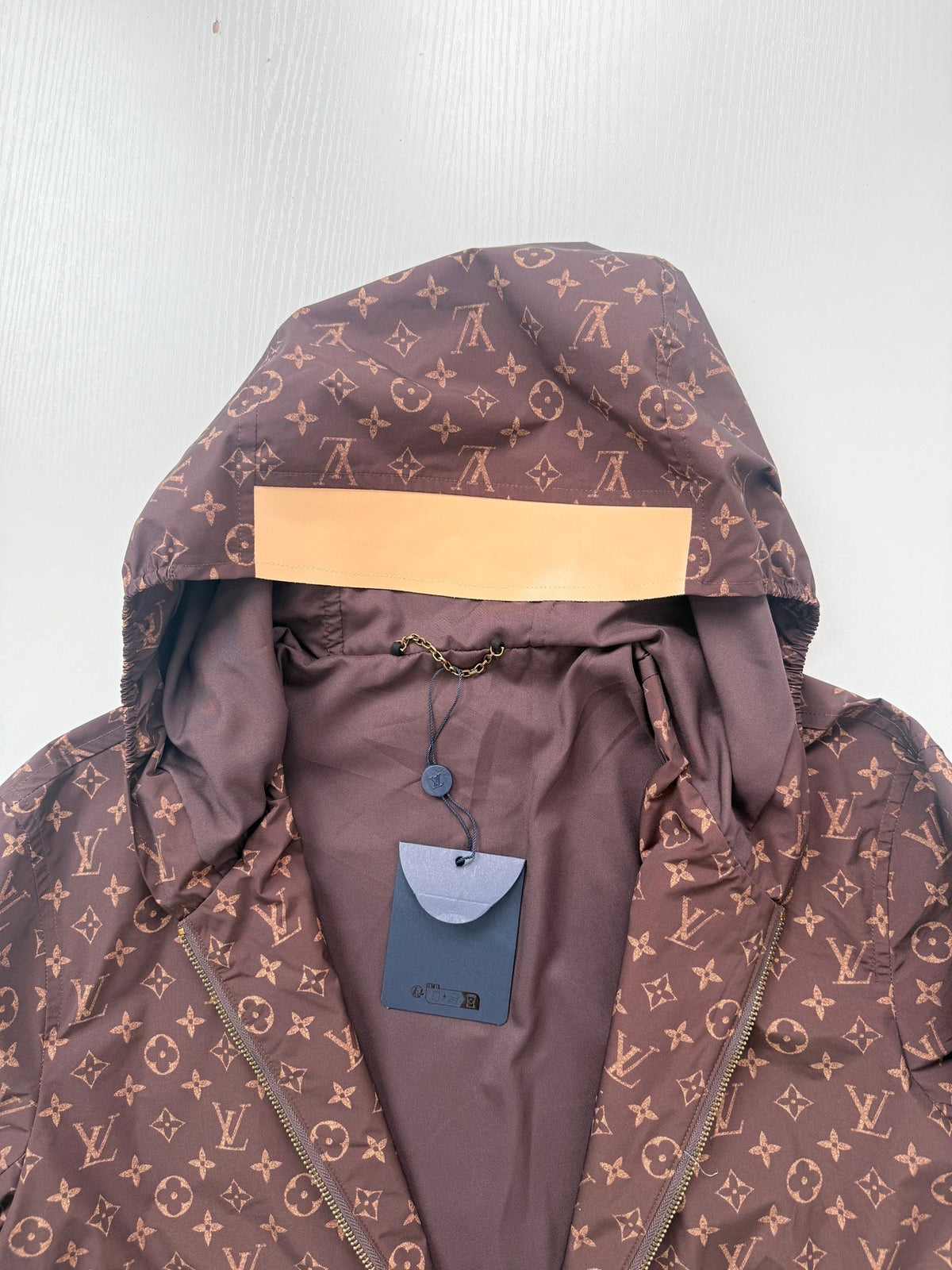 260813 New high-quality full-printed leather hooded windbreaker jacket