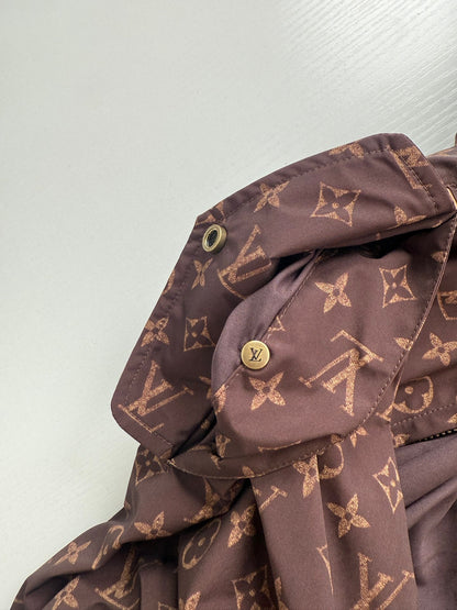 260813 New high-quality full-printed leather hooded windbreaker jacket