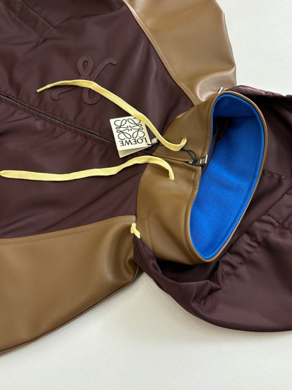 260813 New high-quality thick leather quilted hooded zipper jacket coat