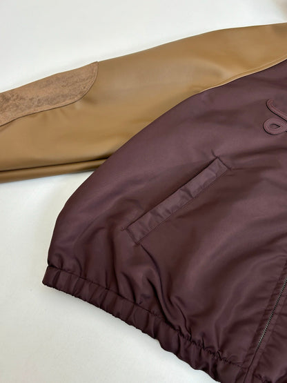 260813 New high-quality thick leather quilted hooded zipper jacket coat