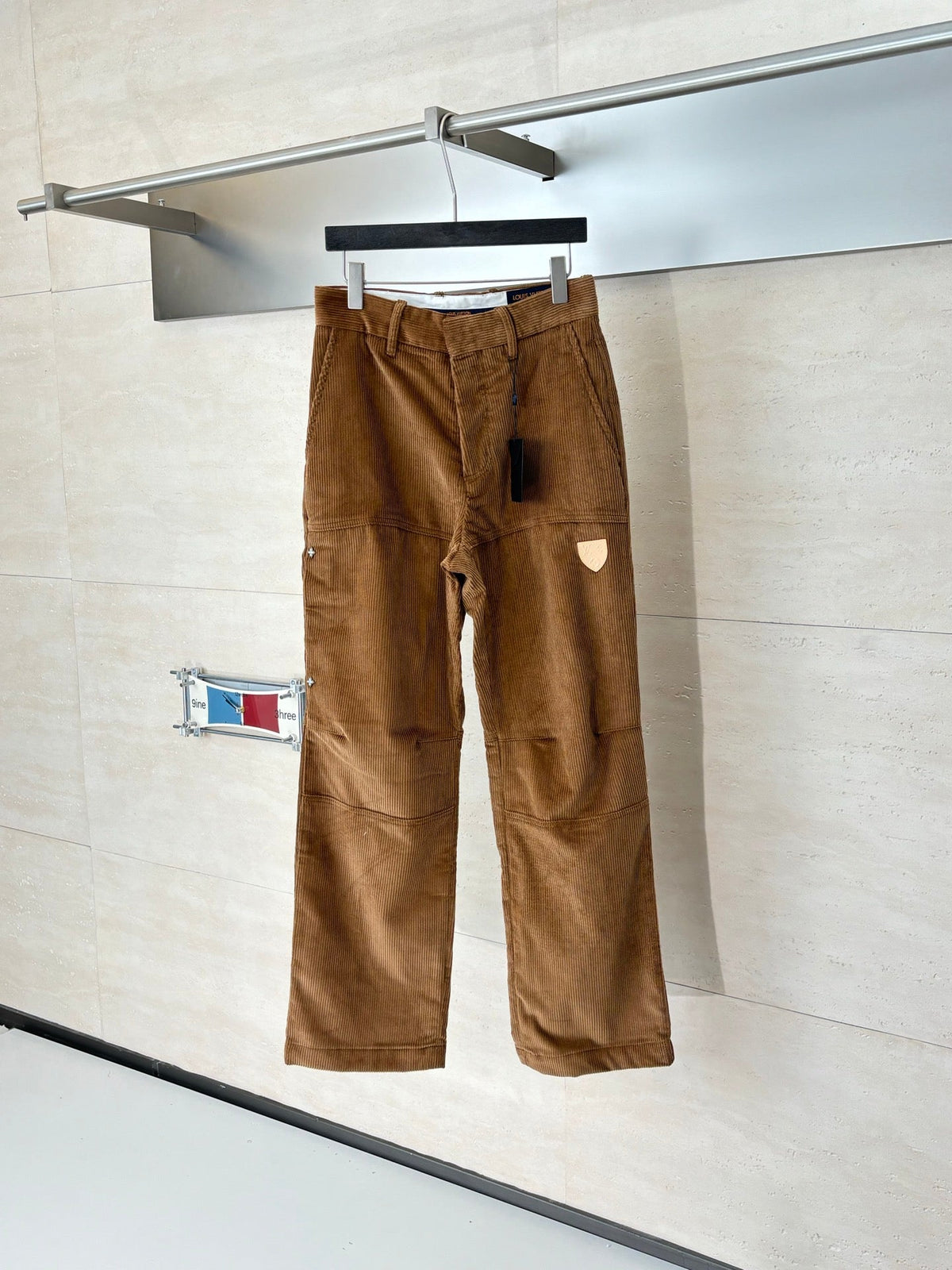 260813 New high-quality ski series leather appliquéd lettered corduroy pants
