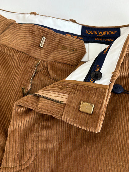 260813 New high-quality ski series leather appliquéd lettered corduroy pants