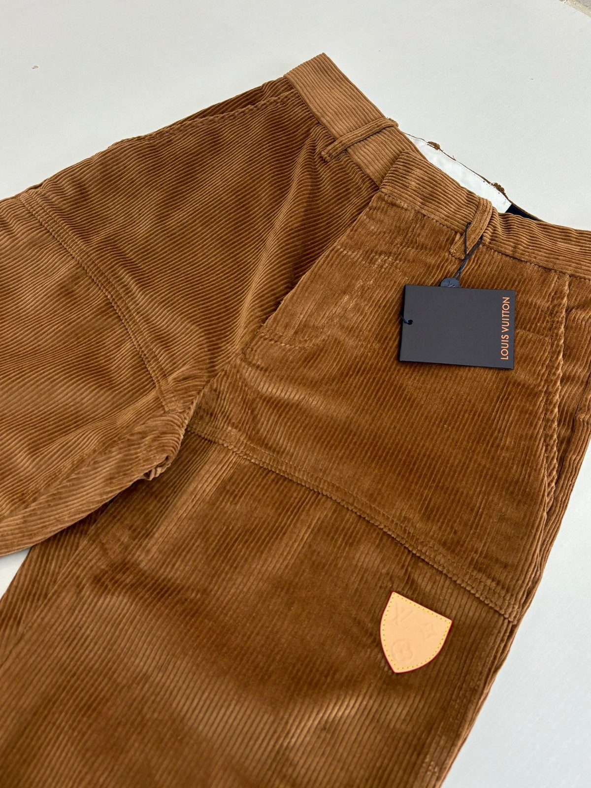 260813 New high-quality ski series leather appliquéd lettered corduroy pants