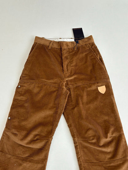 260813 New high-quality ski series leather appliquéd lettered corduroy pants