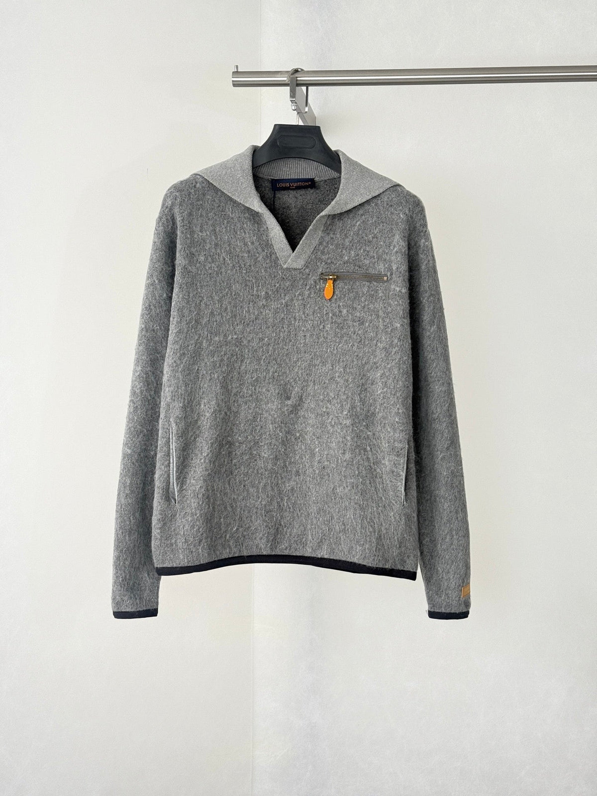 260813 New high-quality navy collar fleece pullover knit sweater