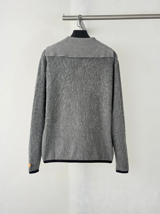 260813 New high-quality navy collar fleece pullover knit sweater