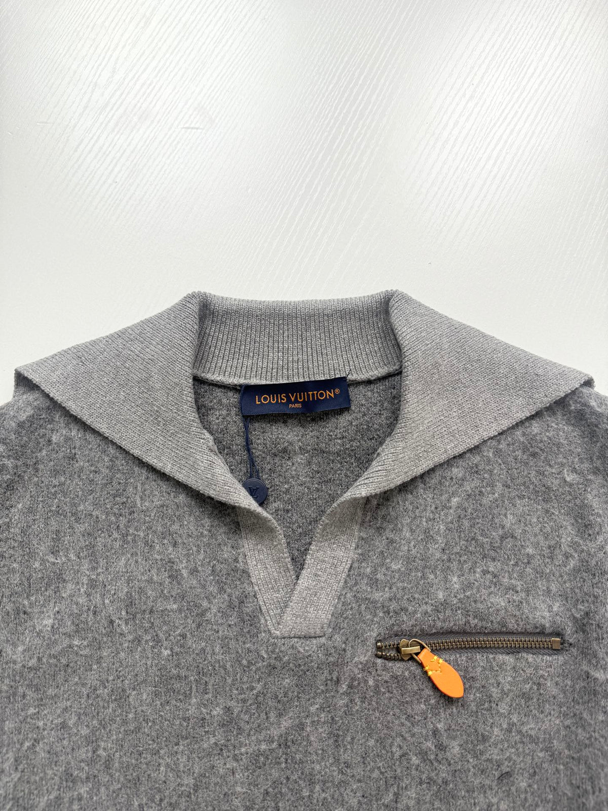260813 New high-quality navy collar fleece pullover knit sweater