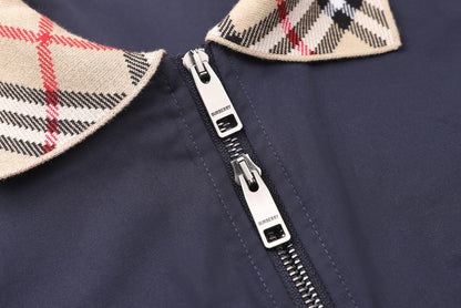 260813 New high-quality checked embroidered Harrington coat