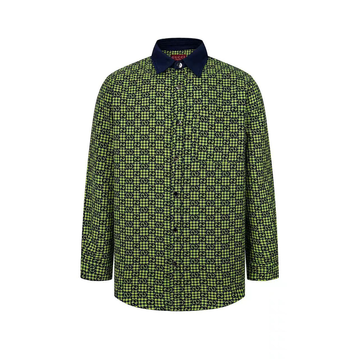 260813 New high-quality fine-check long-sleeved collar shirt