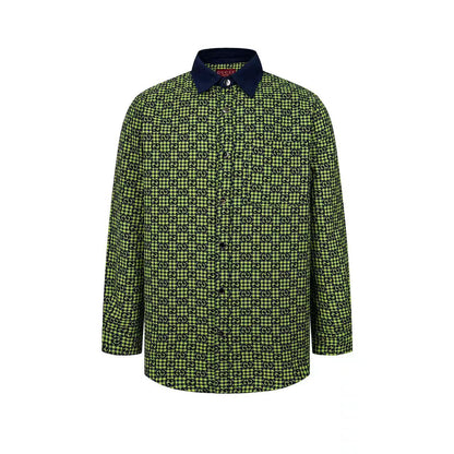 260813 New high-quality fine-check long-sleeved collar shirt
