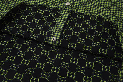 260813 New high-quality fine-check long-sleeved collar shirt