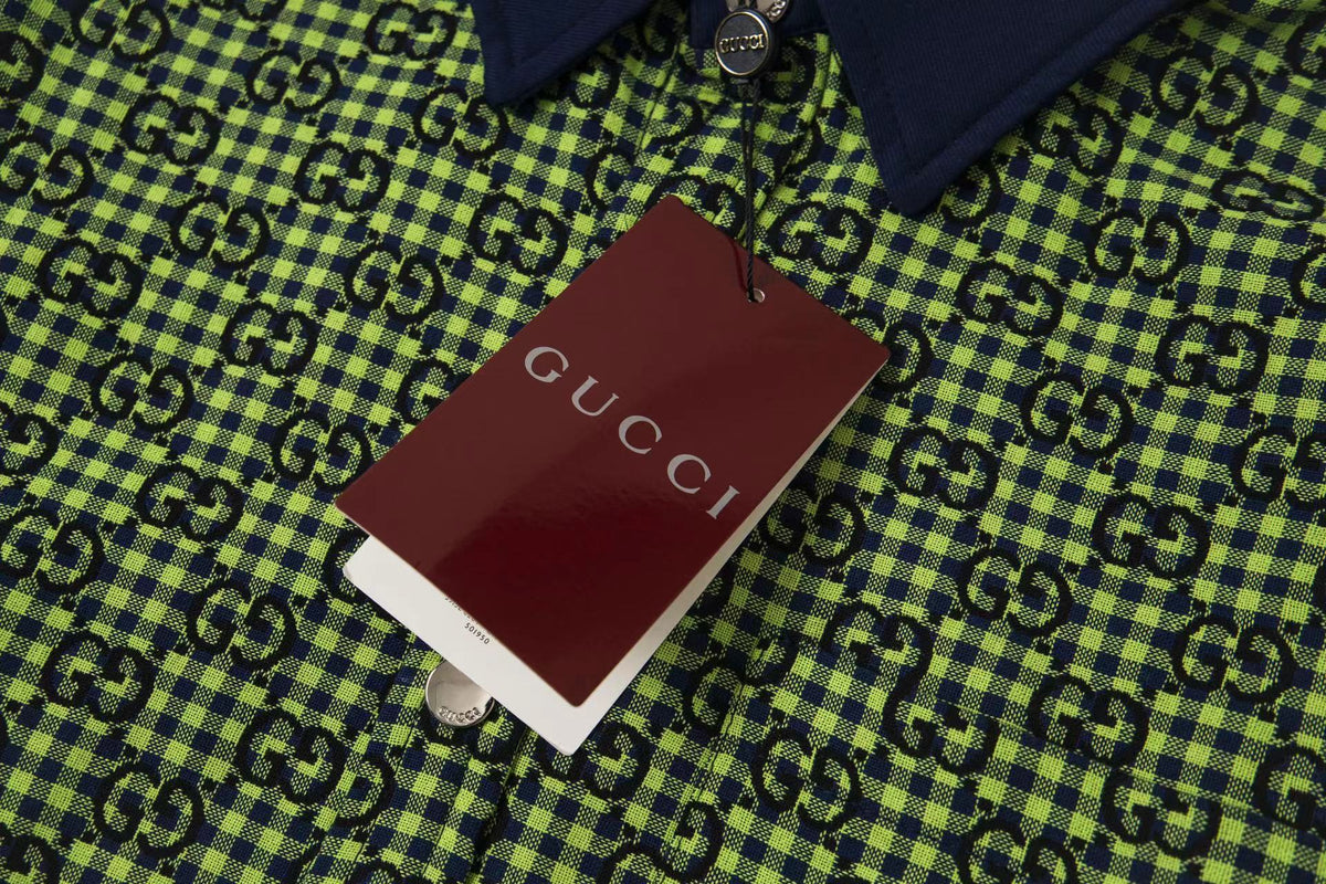 260813 New high-quality fine-check long-sleeved collar shirt