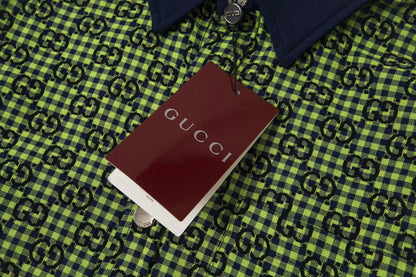 260813 New high-quality fine-check long-sleeved collar shirt