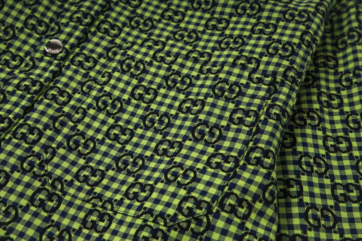 260813 New high-quality fine-check long-sleeved collar shirt
