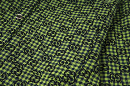 260813 New high-quality fine-check long-sleeved collar shirt