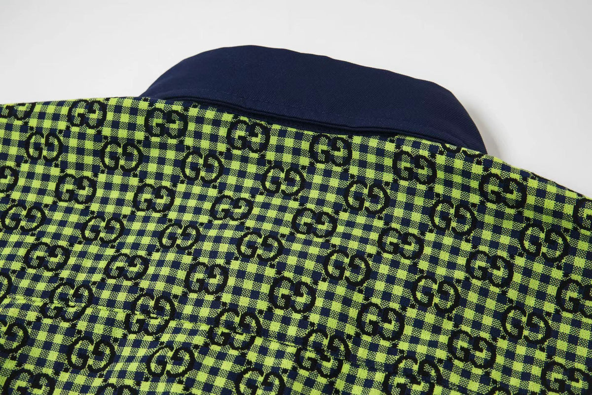 260813 New high-quality fine-check long-sleeved collar shirt