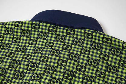 260813 New high-quality fine-check long-sleeved collar shirt