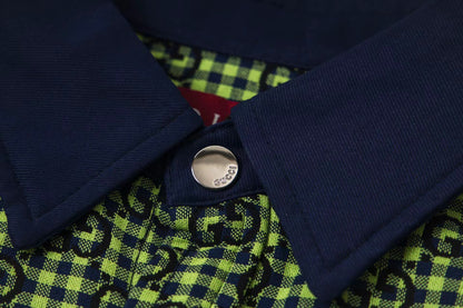 260813 New high-quality fine-check long-sleeved collar shirt