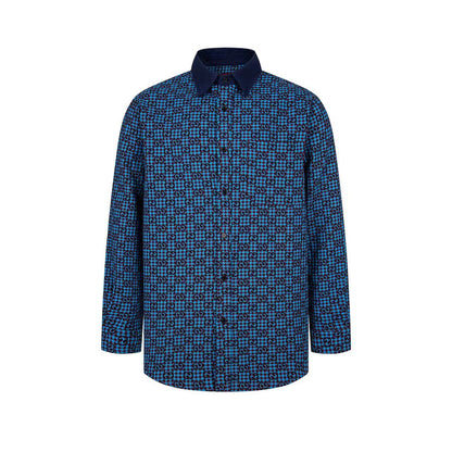 260813 New high-quality fine-check long-sleeved collar shirt