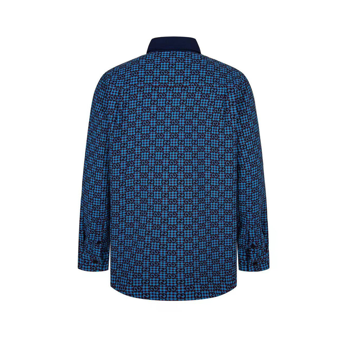 260813 New high-quality fine-check long-sleeved collar shirt