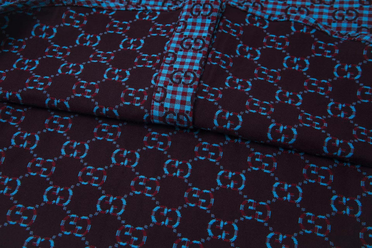 260813 New high-quality fine-check long-sleeved collar shirt
