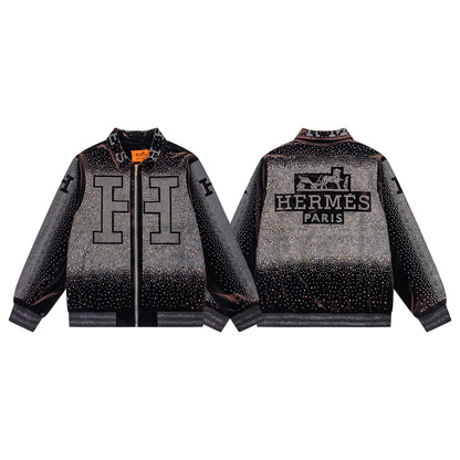 260813 New high-quality, elaborately crafted jacket with full diamond design for men