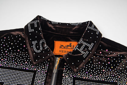 260813 New high-quality, elaborately crafted jacket with full diamond design for men