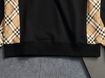 260813 New high-quality classic check-patterned blended fabric round-neck hoodie