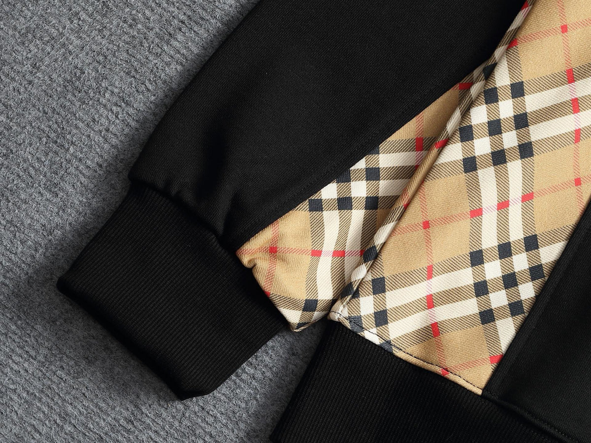 260813 New high-quality classic check-patterned blended fabric round-neck hoodie