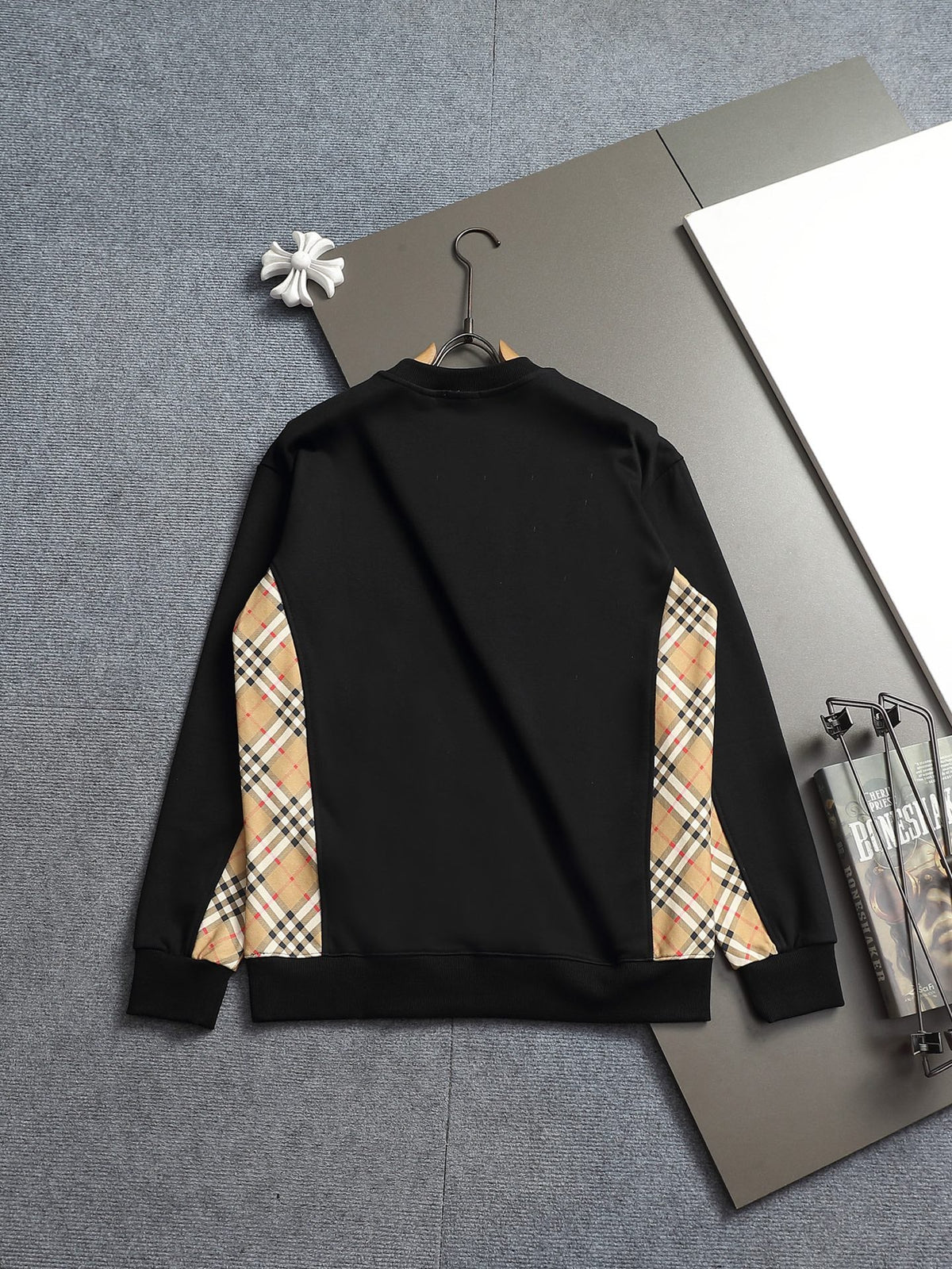260813 New high-quality classic check-patterned blended fabric round-neck hoodie