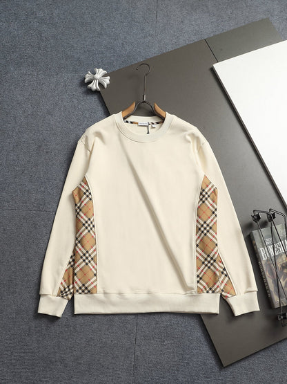 260813 New high-quality classic check-patterned blended fabric round-neck hoodie