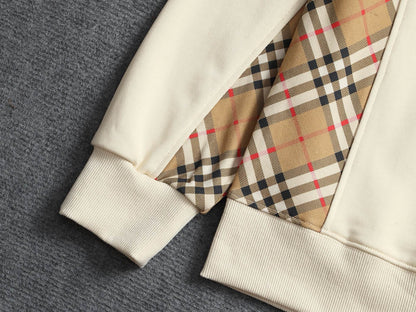 260813 New high-quality classic check-patterned blended fabric round-neck hoodie