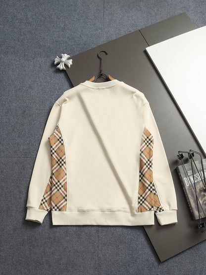 260813 New high-quality classic check-patterned blended fabric round-neck hoodie