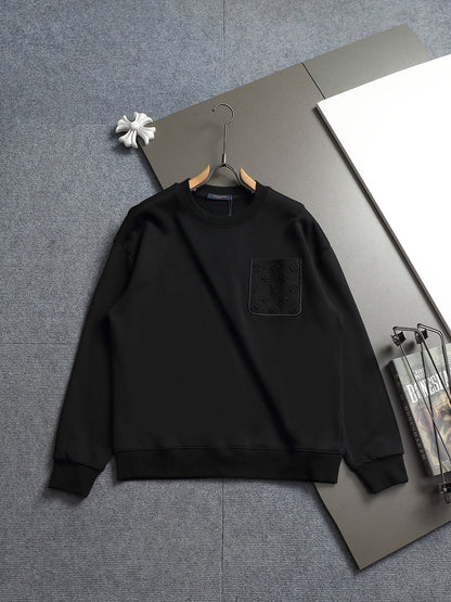 260813 New high-quality pocket embroidered round-neck hoodie