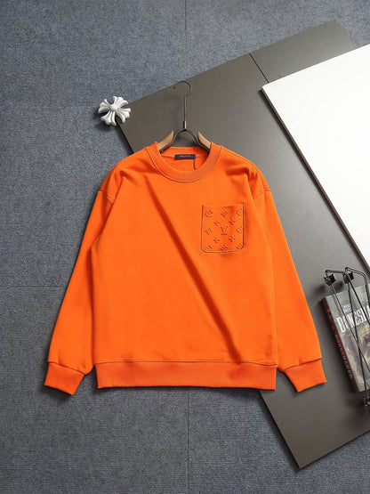 260813 New high-quality pocket embroidered round-neck hoodie