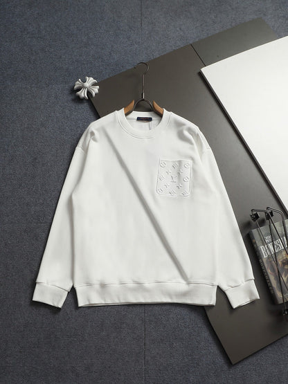 260813 New high-quality pocket embroidered round-neck hoodie