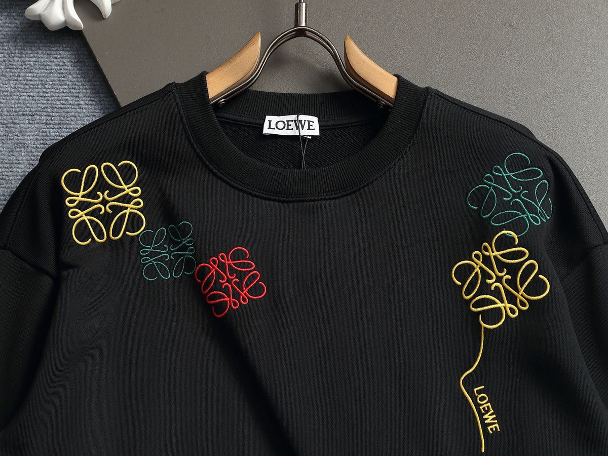 260813 New high-quality embroidered multi-color candy round-neck hoodie