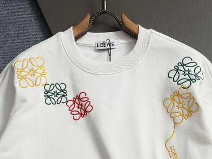 260813 New high-quality embroidered multi-color candy round-neck hoodie