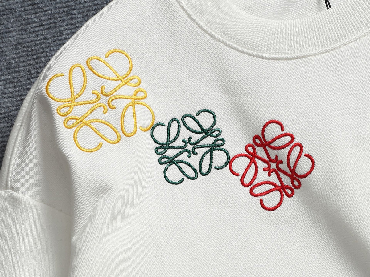 260813 New high-quality embroidered multi-color candy round-neck hoodie