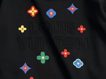 260813 New high-quality raised and recessed embroidery round-neck pullover shirt