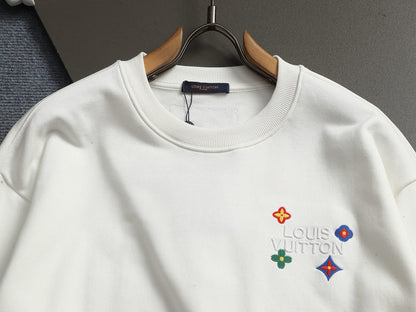 260813 New high-quality raised and recessed embroidery round-neck pullover shirt